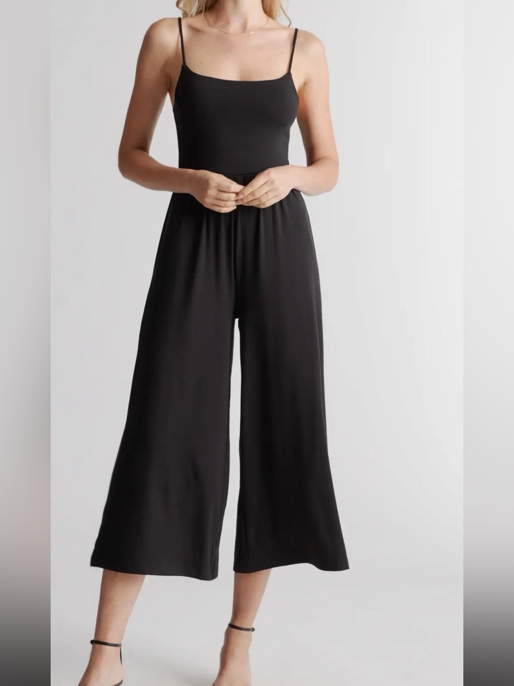 QUINCE Tencel Jersey Cropped Wide Leg Jumpsuit